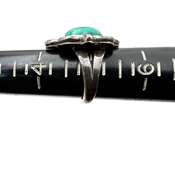 Native American Womens Ring Sterling Silver Green Turquoise Size 5 - Picture 5 of 5